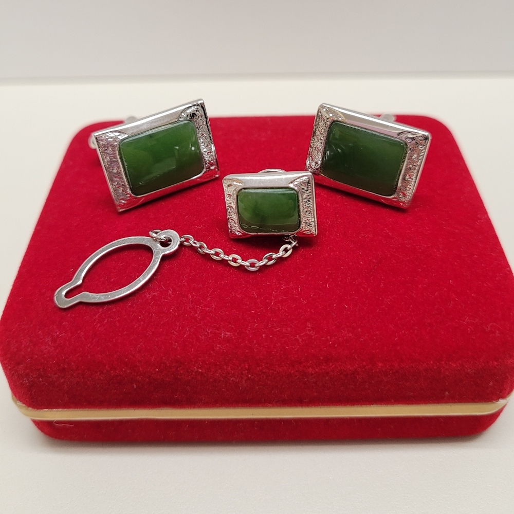 Jade Cuff Links Set - image 1